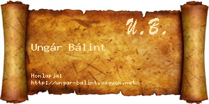 Ungár Bálint névjegykártya